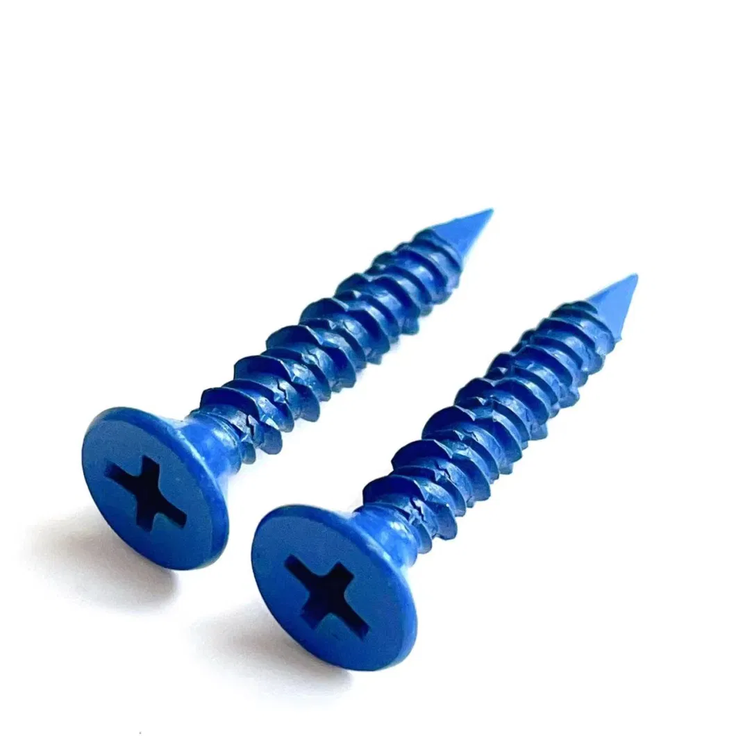 Chinese Supplier Yuanzhi Blue Ruspert DIN965 Phillips Csk Head Concrete Screw 1/4&quot; High Quality