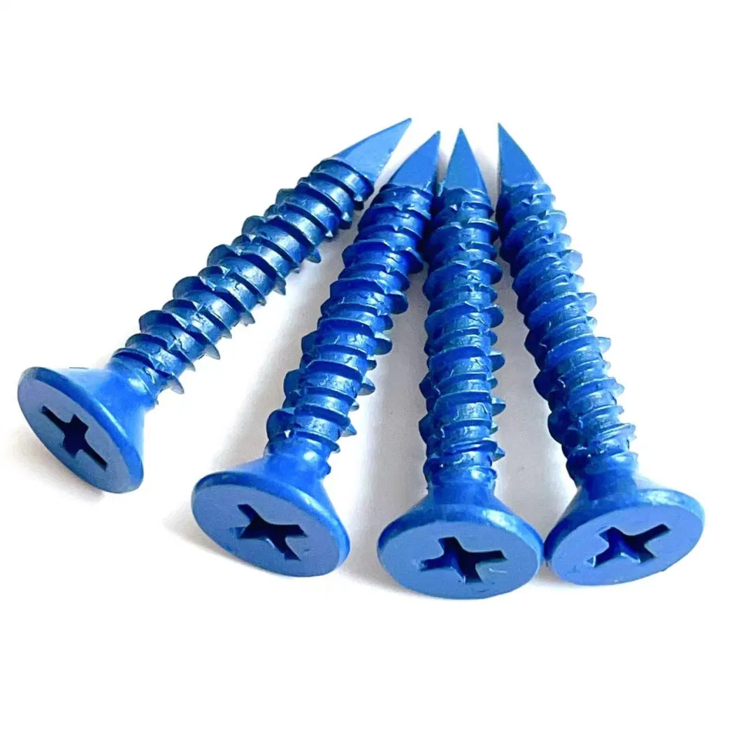 Chinese Supplier Yuanzhi Blue Ruspert DIN965 Phillips Csk Head Concrete Screw 1/4&quot; High Quality